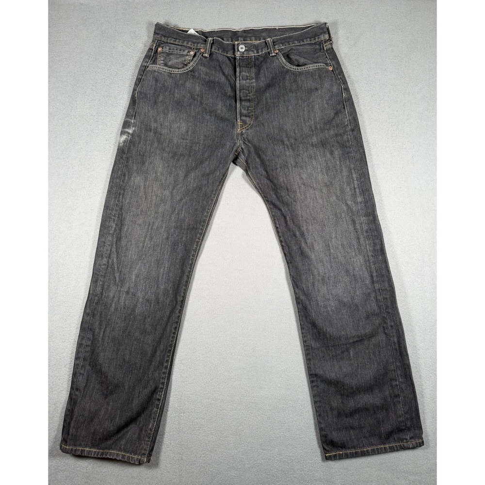 Levi's 501 Original Straight Leg Jeans Mens 36x30 Black Denim Faded 501-0165